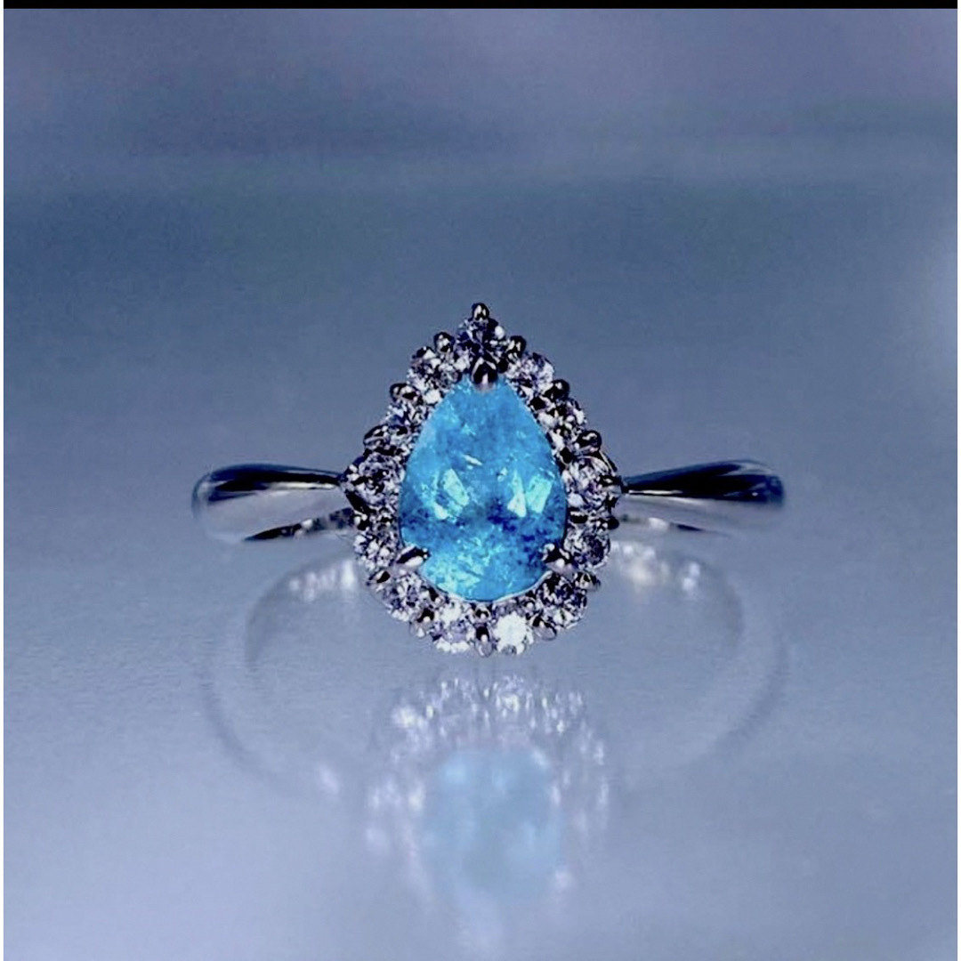 ⭐ 天然パライバトルマリン ダイヤ リング k18 0.28ct - リング(指輪)