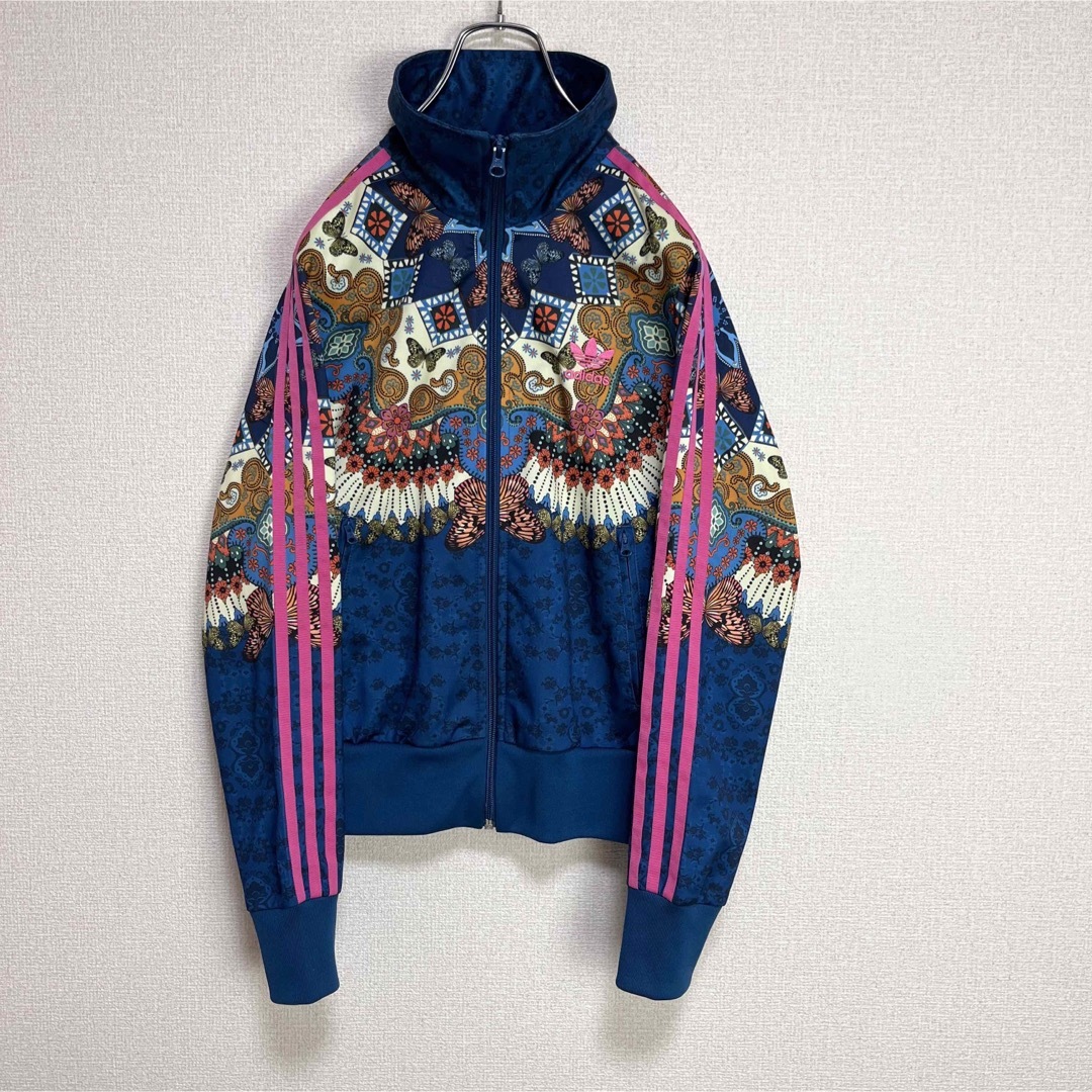 【送料無料】adidas トラックジャケット◎でかロゴ トレフォイ 美品 総柄