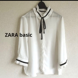 ザラ(ZARA)のZARA BASIC   リボンブラウス　新品未使用(シャツ/ブラウス(長袖/七分))
