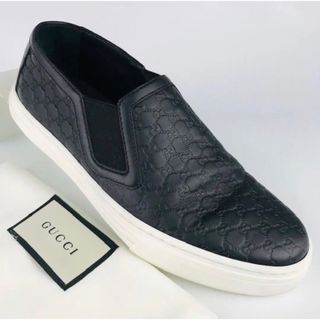 グッチ(Gucci)の美品★GUCCI・レザー マイクロ グッチシマ GG スニーカー(341/2)(スニーカー)