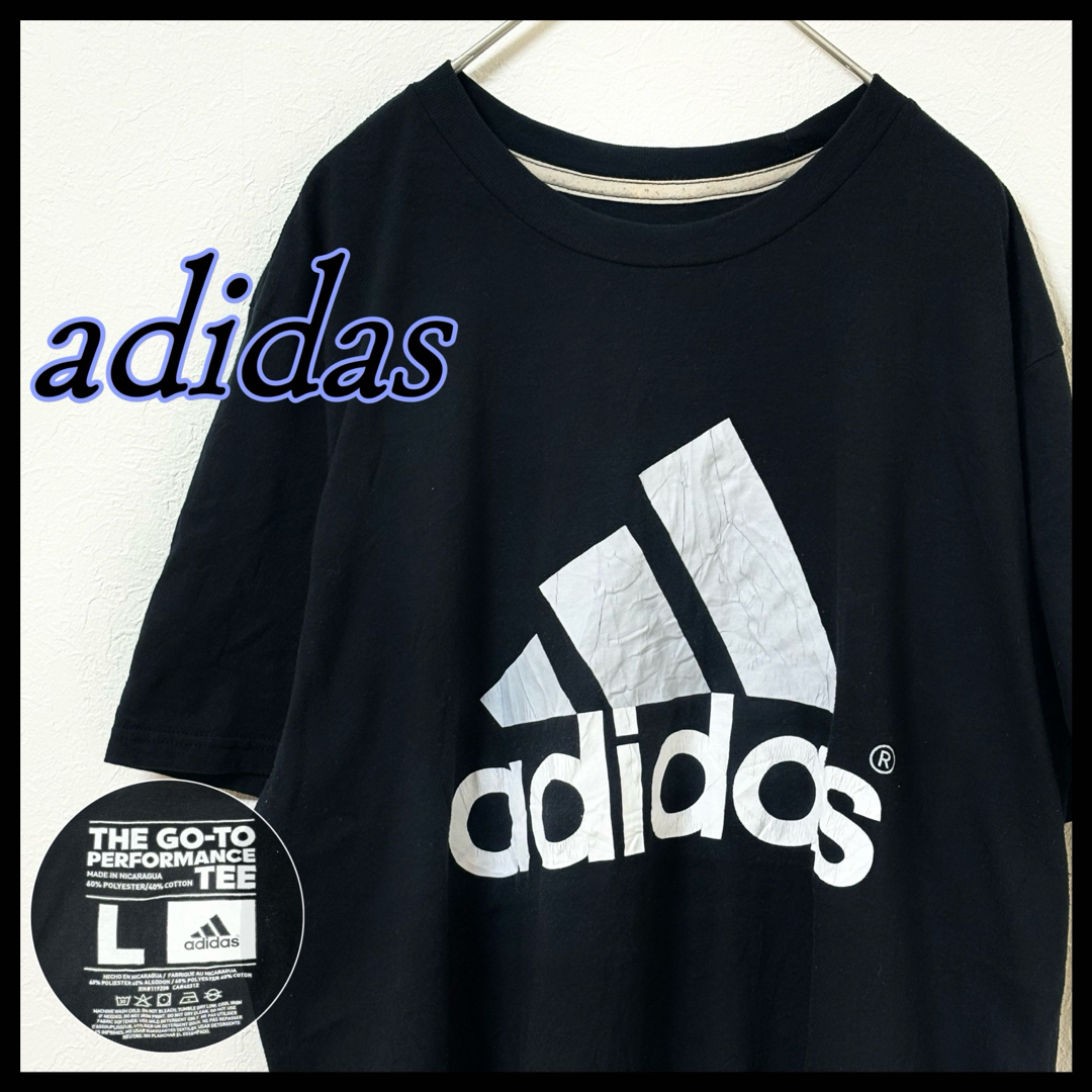 adidas(アディダス)のadidas  アディダス  Tシャツ  半袖  ブラック  古着 メンズのトップス(Tシャツ/カットソー(半袖/袖なし))の商品写真