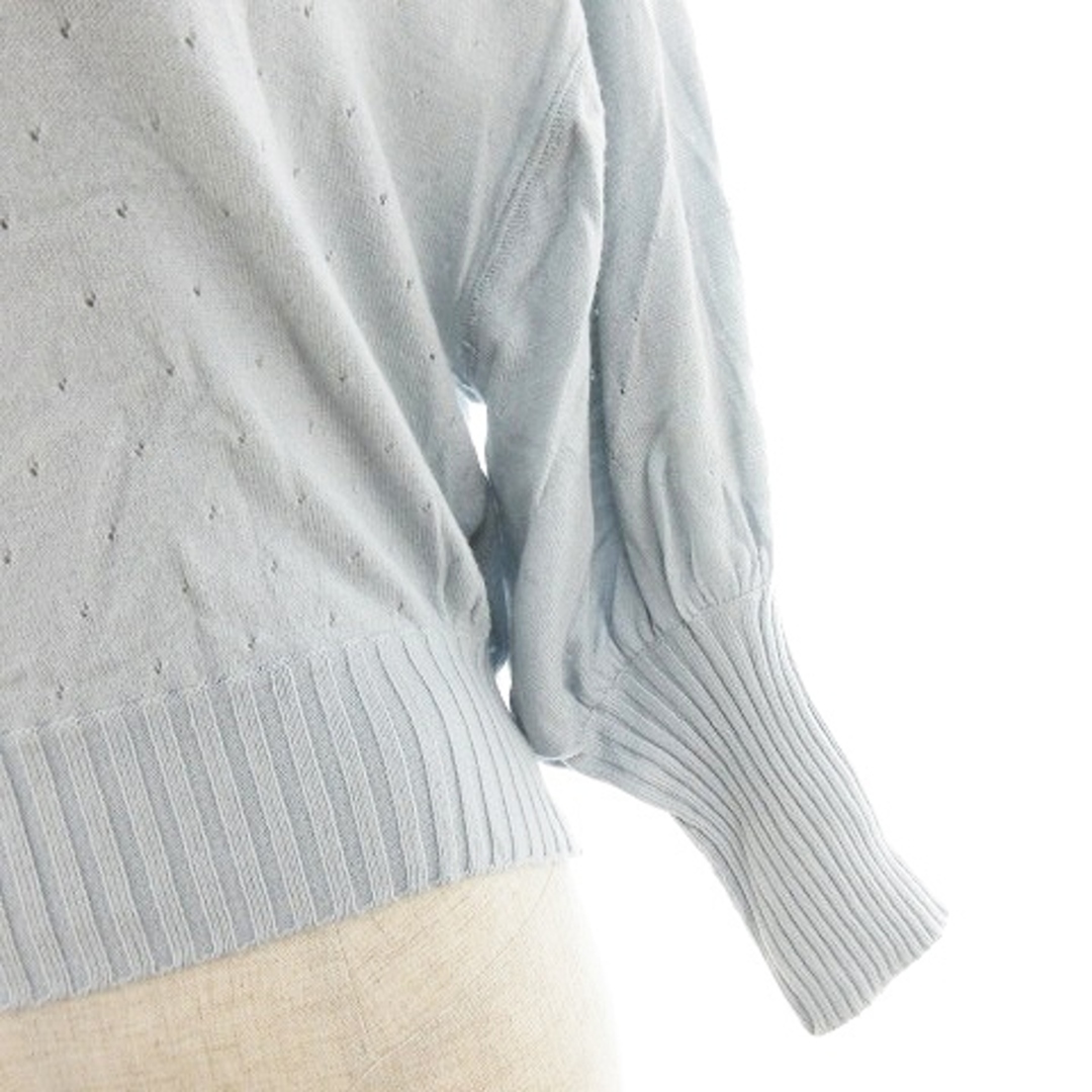 SNIDEL(スナイデル)のスナイデル ニット カットソー 七分袖 切替 シースルー F 水色 クリーム レディースのトップス(ニット/セーター)の商品写真