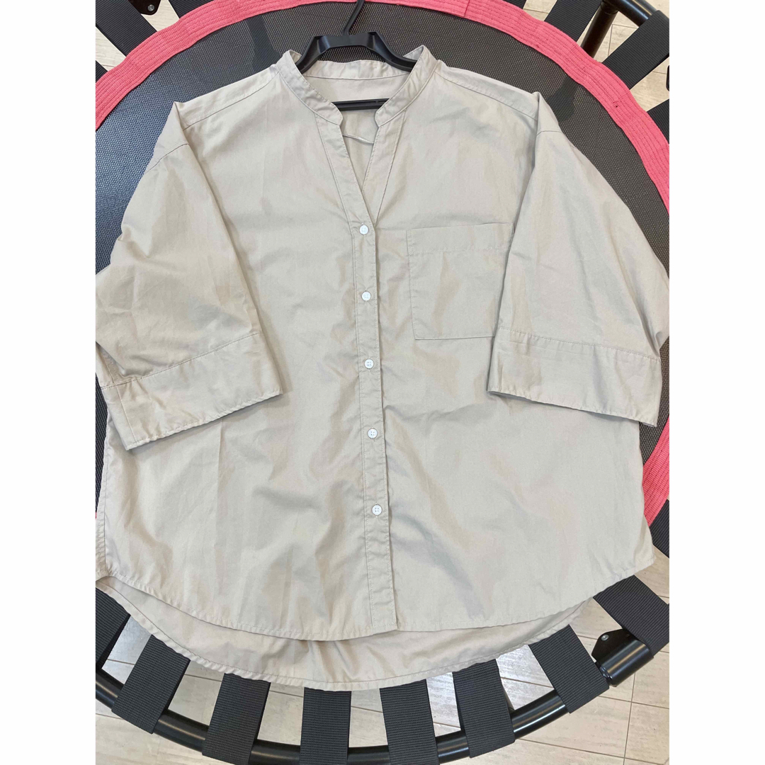 GU(ジーユー)のジーユー 五分袖 ワイドスリーブシャツ L レディースのトップス(シャツ/ブラウス(半袖/袖なし))の商品写真