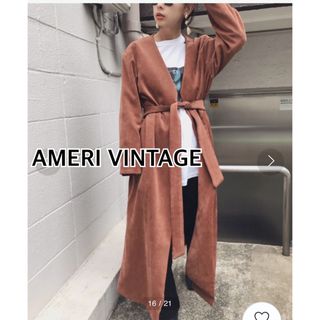 アメリヴィンテージ(Ameri VINTAGE)のAMERIアメリヴィンテージ　コーデュロイノーカラージャケットコート★ブラウン(ロングコート)