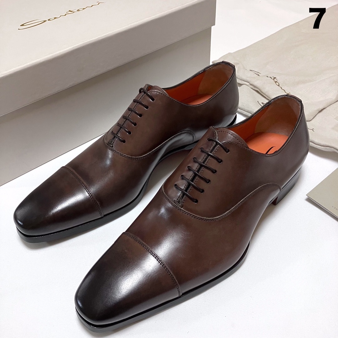 新品 UK7 santoni ストレートチップ 革靴 9915