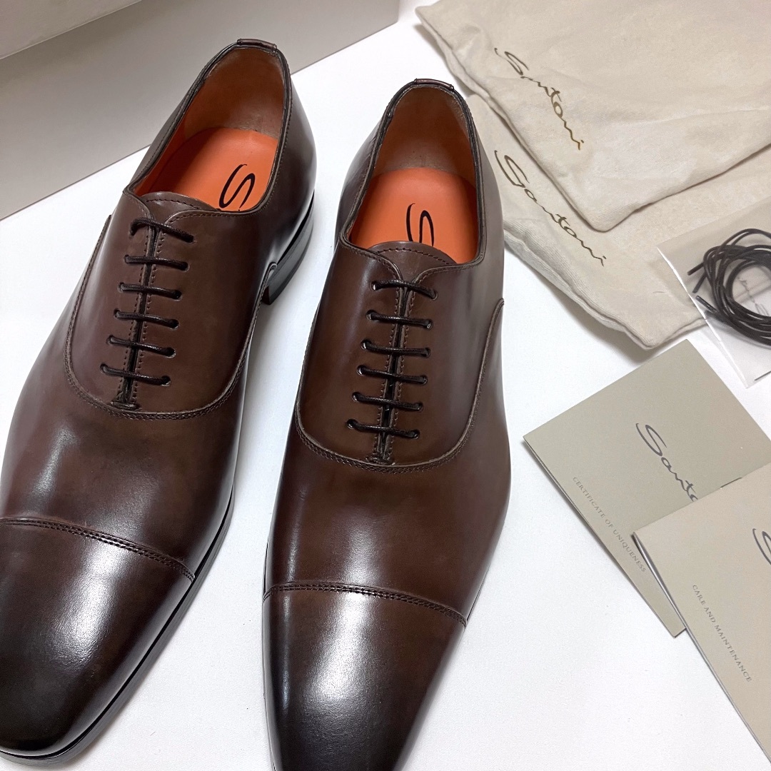 新品 UK7 santoni ストレートチップ 革靴 9915