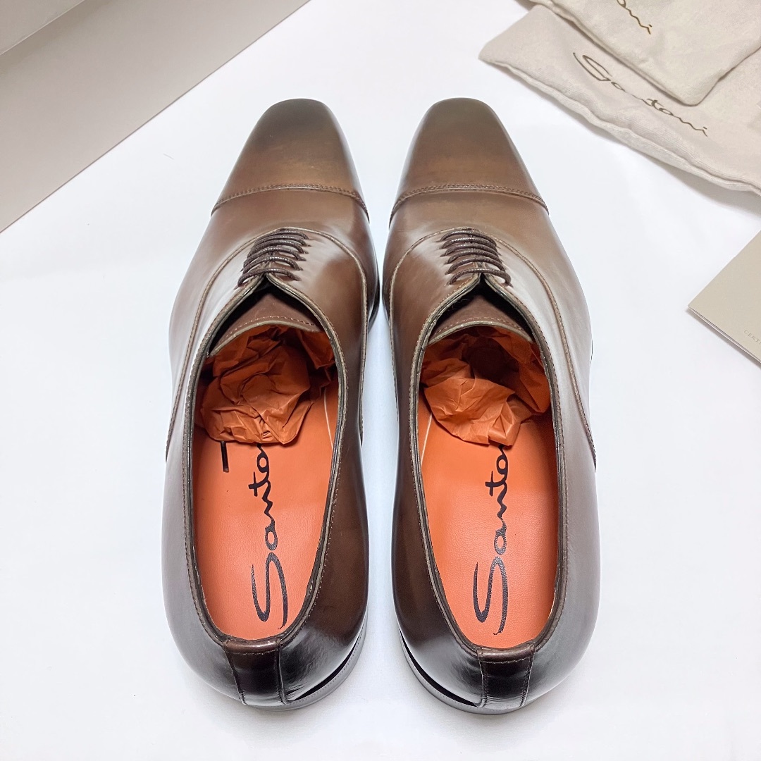 新品 UK7 santoni ストレートチップ 革靴 9915