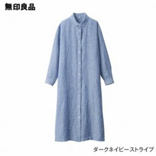 ムジルシリョウヒン(MUJI (無印良品))の無印良品　リネン洗いざらし長袖シャツワンピース(ひざ丈ワンピース)