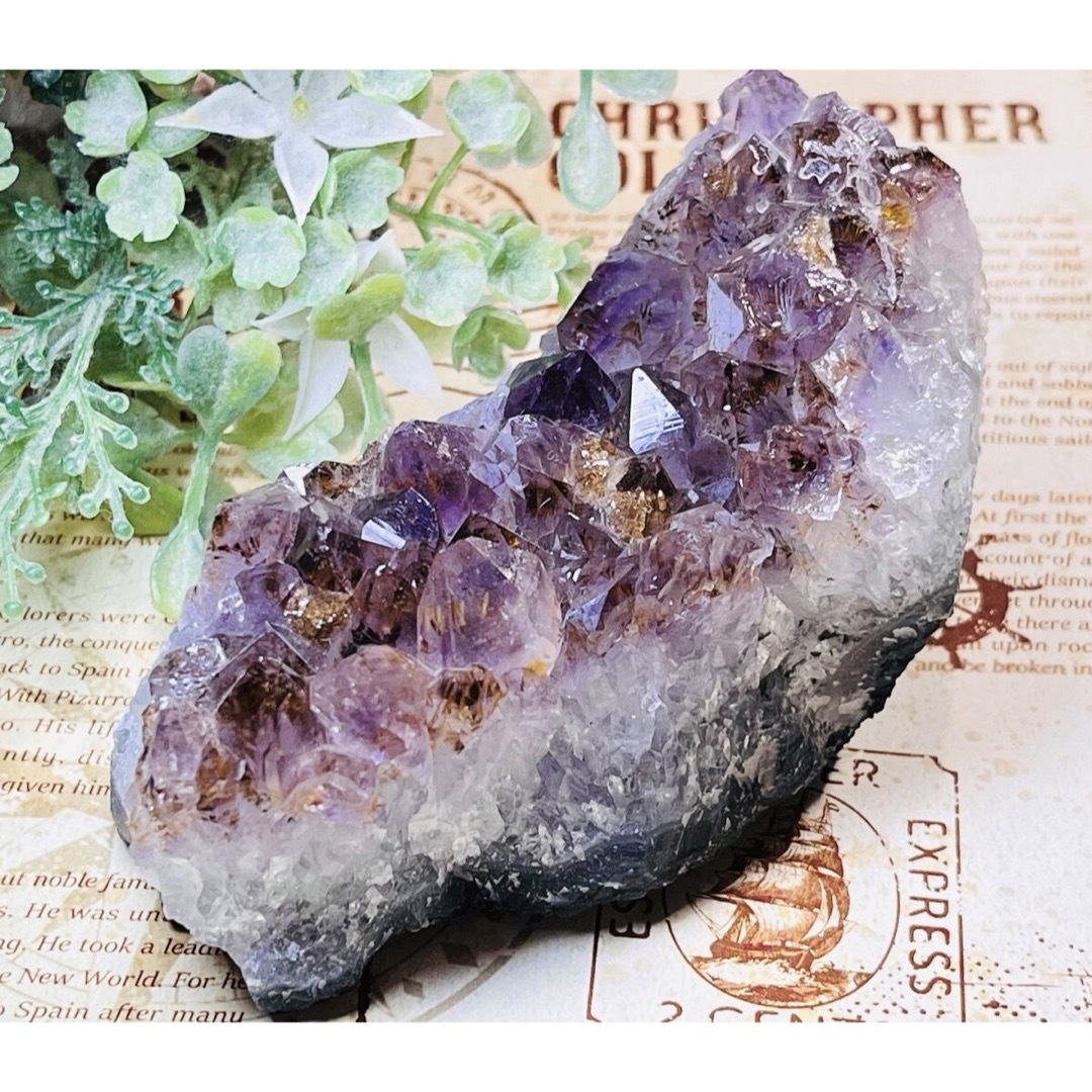 カコクセナイト内包✨　紫水晶　アメジスト　クラスター  原石　ラフストーン