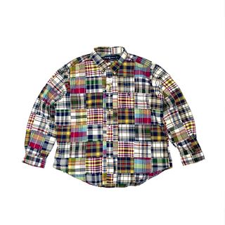 希少 polo countryラルフローレン オープンカラーパッチワークシャツ