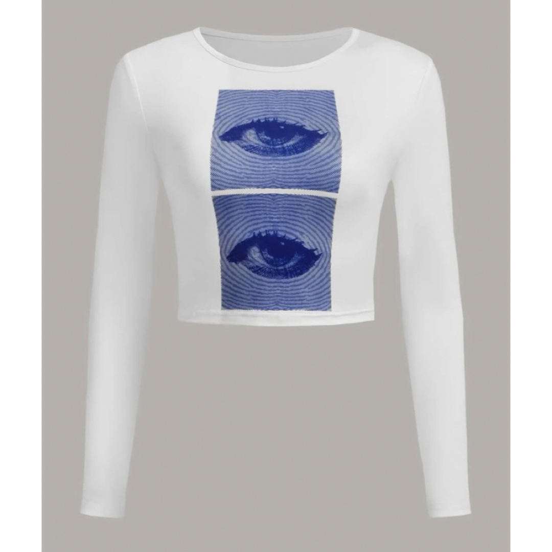 y2k トップス　目玉　アイ　eye blackpink レディースのトップス(Tシャツ(長袖/七分))の商品写真