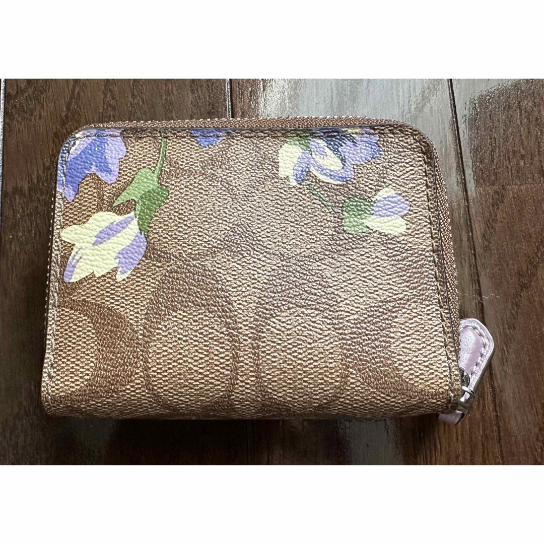 COACH コーチ 三つ折り財布 コンパクトジップ ミニ財布 シグネチャー 花柄 1