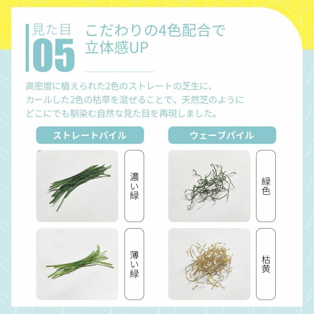 【色: 青緑】BTM 人工芝 ロール 1m×5m 芝丈20mm ピン12本つき