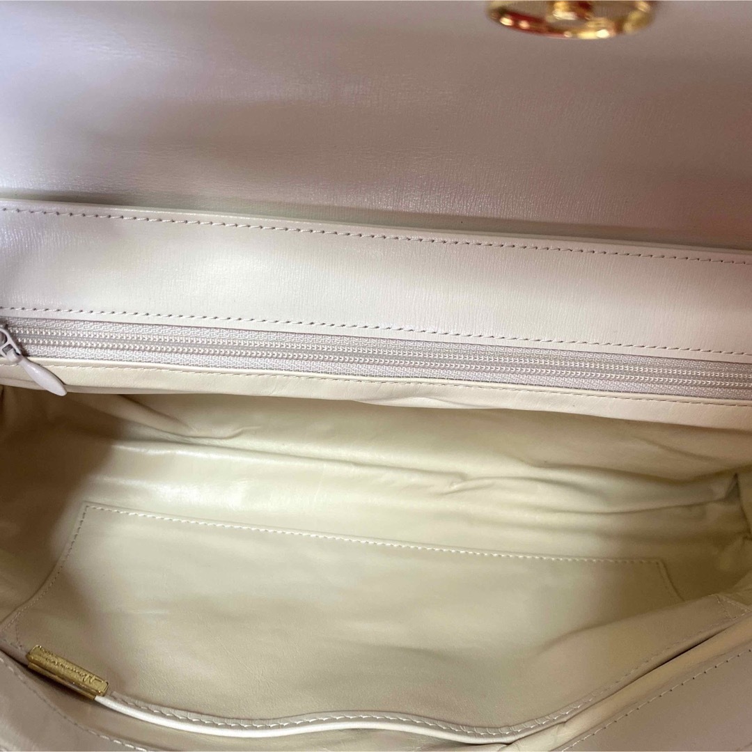 【極美品】HAMANO 濱野皮革工藝 カーフレザー オフホワイト ハンドバッグ