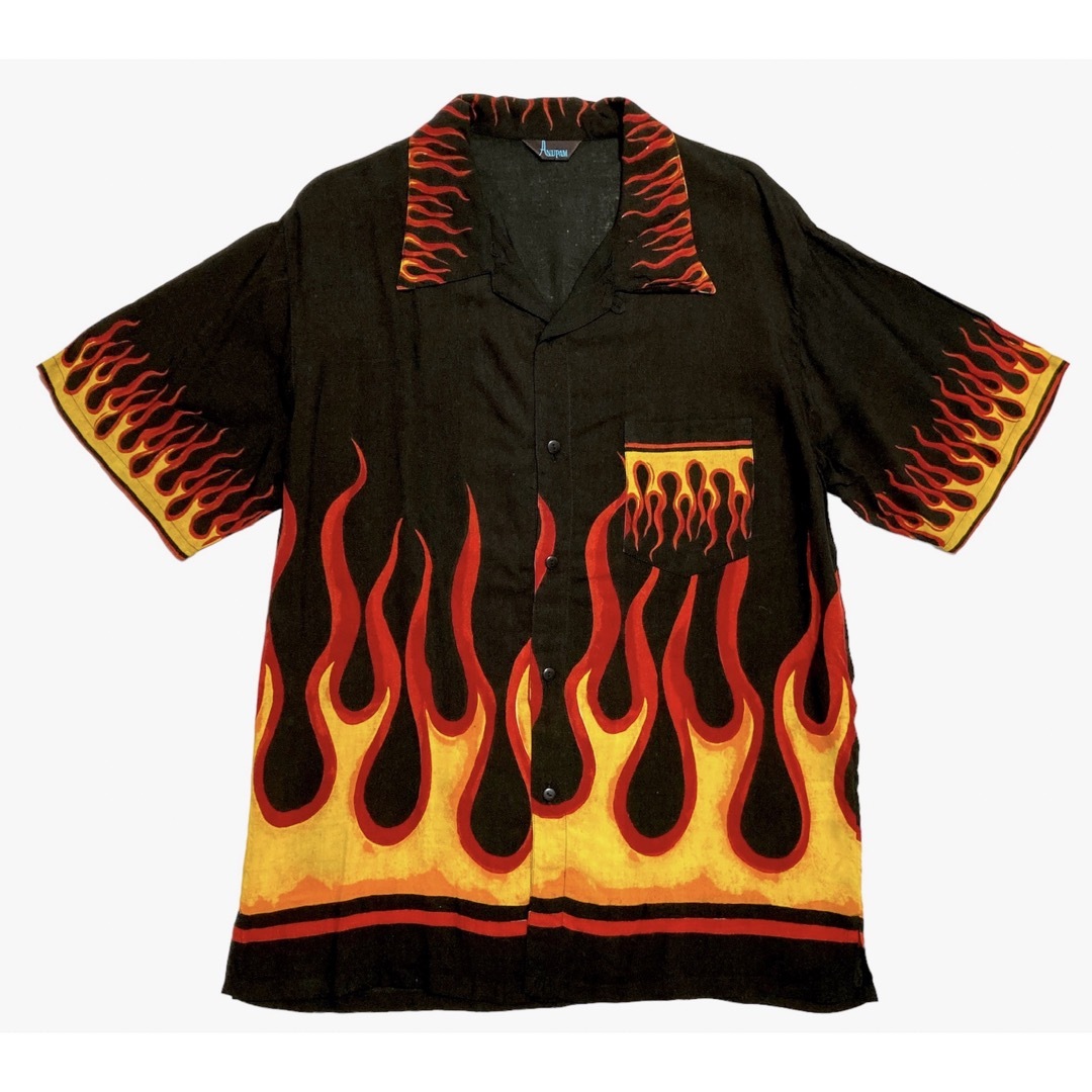 Fire pattern open collared shirt