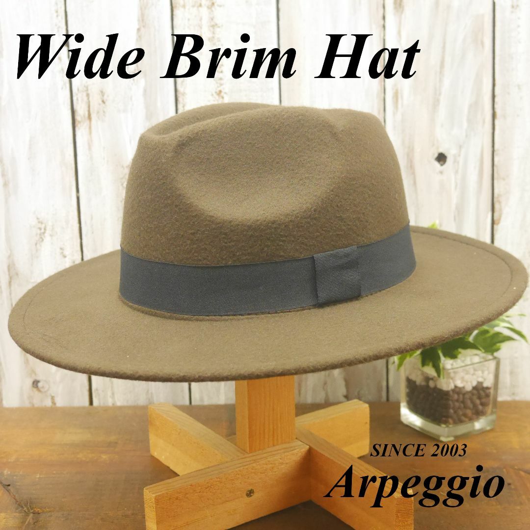フェドラハット　ブラウン　ウール風 中折れハット ボルサリーノ サイズ調整可 メンズの帽子(ハット)の商品写真