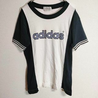 アディダス(adidas)のOld【adidas】プリントリンガーTシャツ（L）80s 90s デサント製(Tシャツ/カットソー(半袖/袖なし))