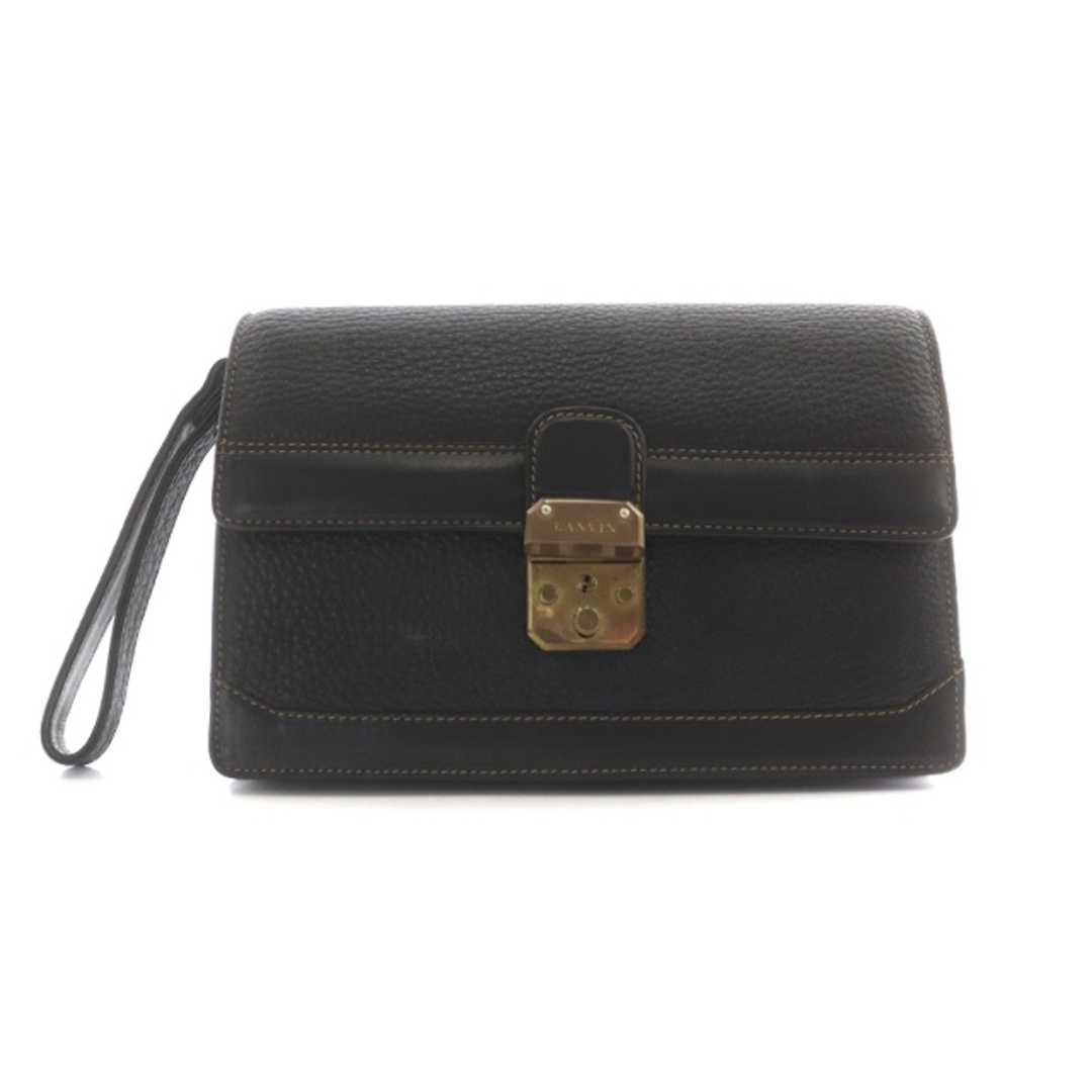 LANVIN - LANVIN クラッチバッグ セカンドバッグ ロゴ ゴールド金具