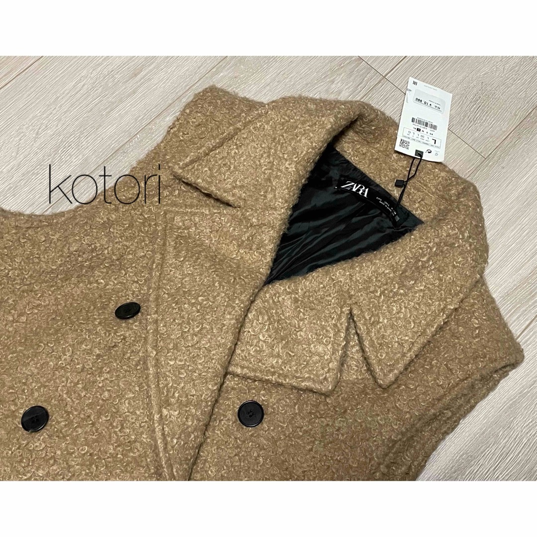 ZARA - 新品 2022aw ZARA ブークレ ボア ロング ベスト ジレ Lの通販