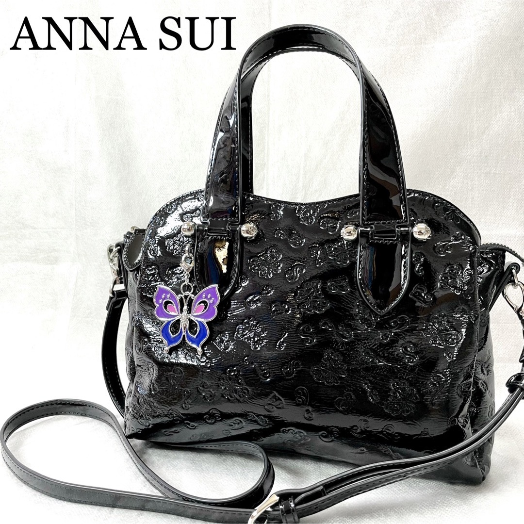 美品✨ANNA SUI エリス 2way トートバッグ バタフライチャーム