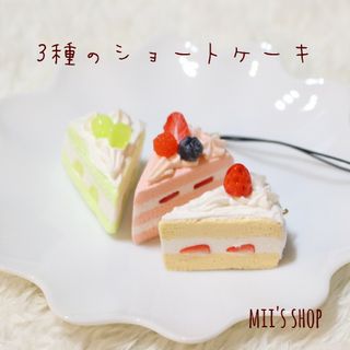 3種のショートケーキ　ハンドメイド　フェイクスイーツ　キーホルダー(チャーム)