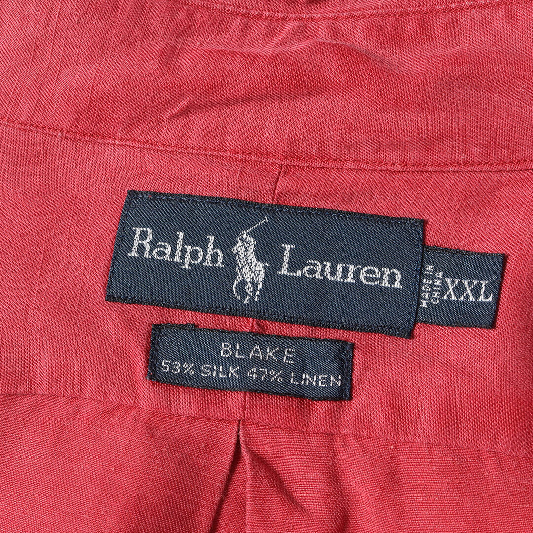 Ralph Lauren(ラルフローレン)のRALPH LAUREN ラルフローレン シャツ サイズ:L 90s ワンポイント刺繍 ボタンダウン シルク リネン シャツ 長袖 BLAKE B.D 90年代 オールドラルフローレン ビッグサイズ トップス カットソー アメカジ ヴィンテージ ブランド【メンズ】【中古】 メンズのトップス(シャツ)の商品写真