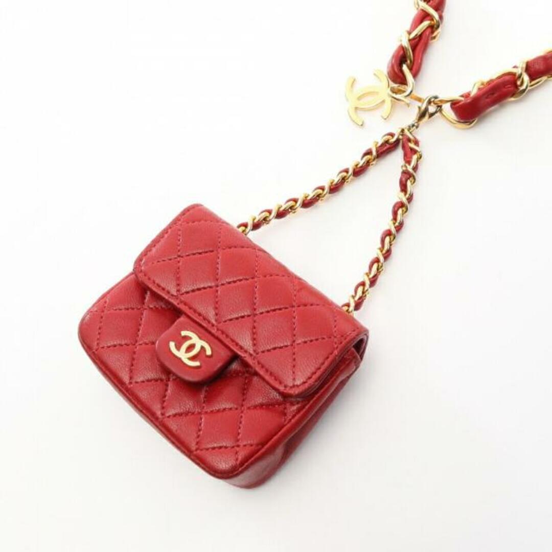 CHANEL(シャネル)のココマーク チェーン ベルト ラムスキン GP レッド ゴールド金具 レディースのファッション小物(ベルト)の商品写真