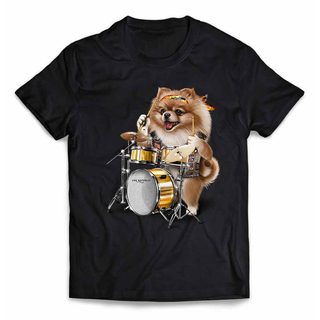 オレンジ ポメラニアン いぬ 犬 ドラム 音楽 コンサート ライTシャツ(Tシャツ/カットソー(七分/長袖))