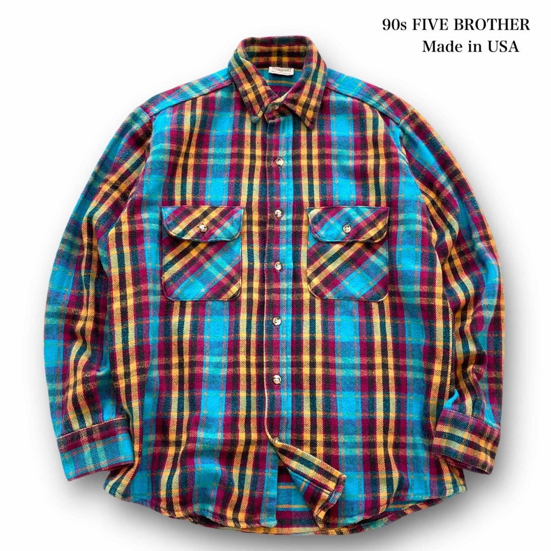 FIVE BROTHER】90s ファイブブラザー フランネルシャツ USA製 - シャツ