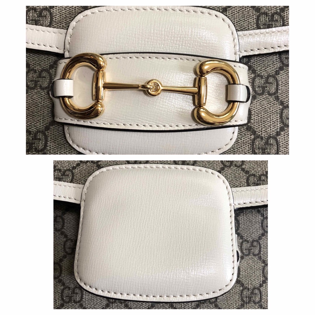 Gucci - GUCCI ホースビット 1955 ショルダーバッグ GG柄 ホワイト