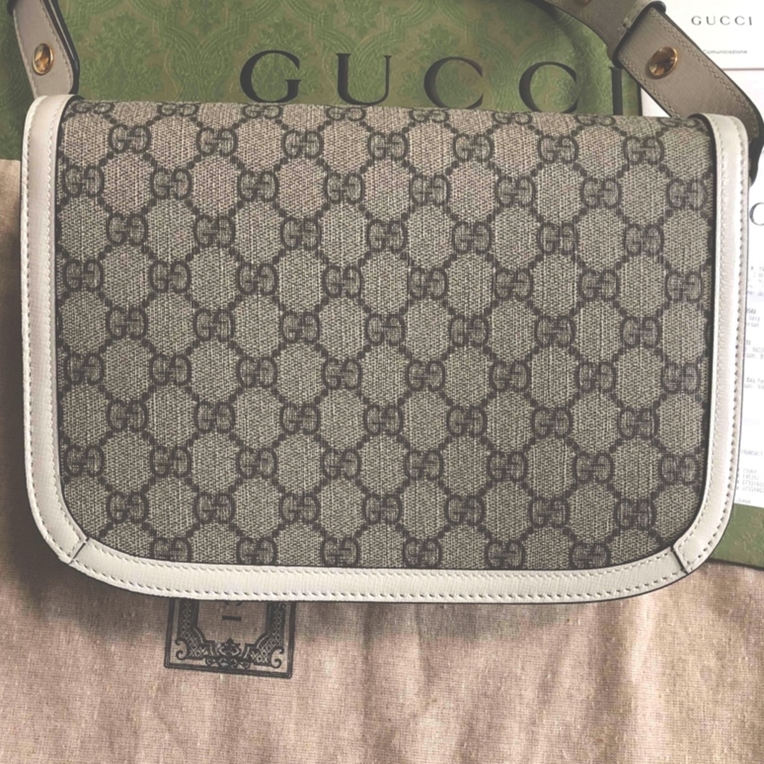 Gucci(グッチ)のGUCCI ホースビット 1955 ショルダーバッグ GG柄　ホワイトレザー レディースのバッグ(ショルダーバッグ)の商品写真