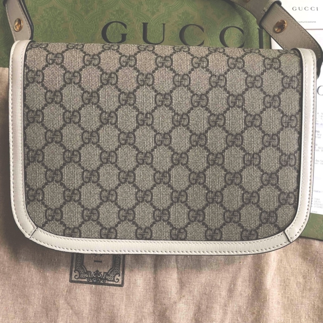 Gucci - GUCCI ホースビット 1955 ショルダーバッグ GG柄 ホワイト