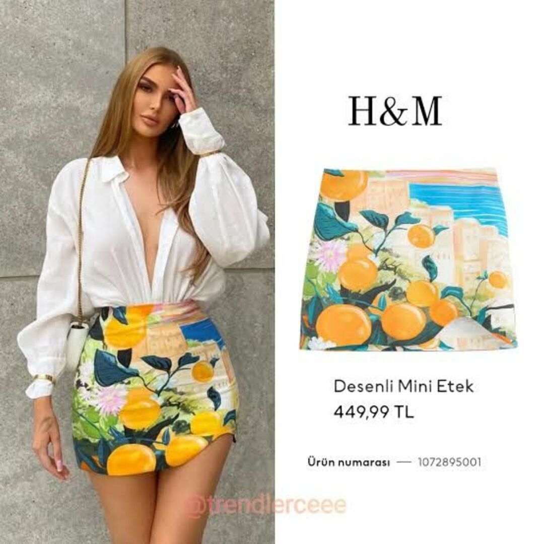 H&M(エイチアンドエム)の【新品未使用】H&M ミニスカート レモン柄　可愛い　ビタミンカラー　カラフル　 レディースのスカート(ミニスカート)の商品写真