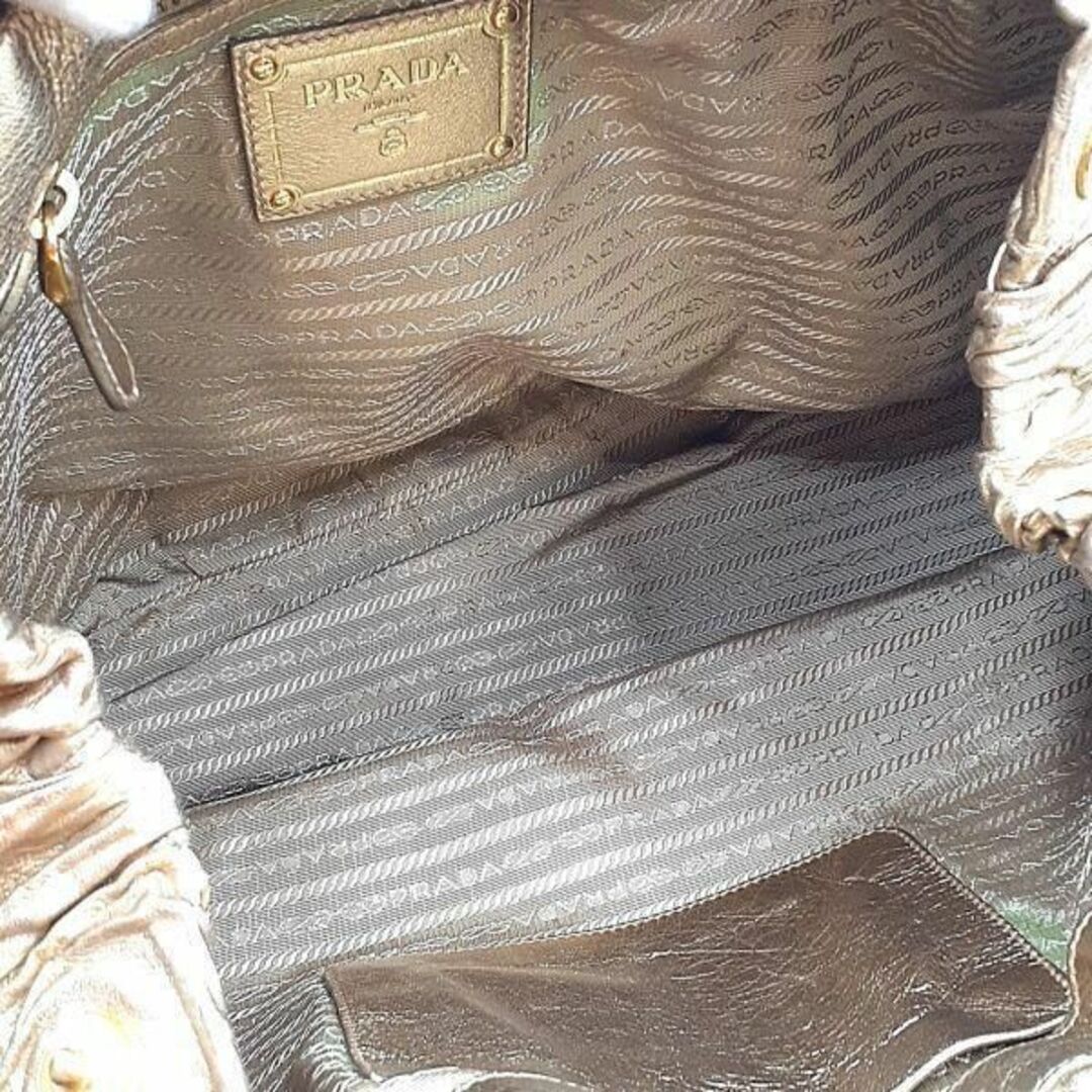 プラダ PRADA ハンドバッグ トートバッグ 鞄 巾着 レザー 金 ゴールド系