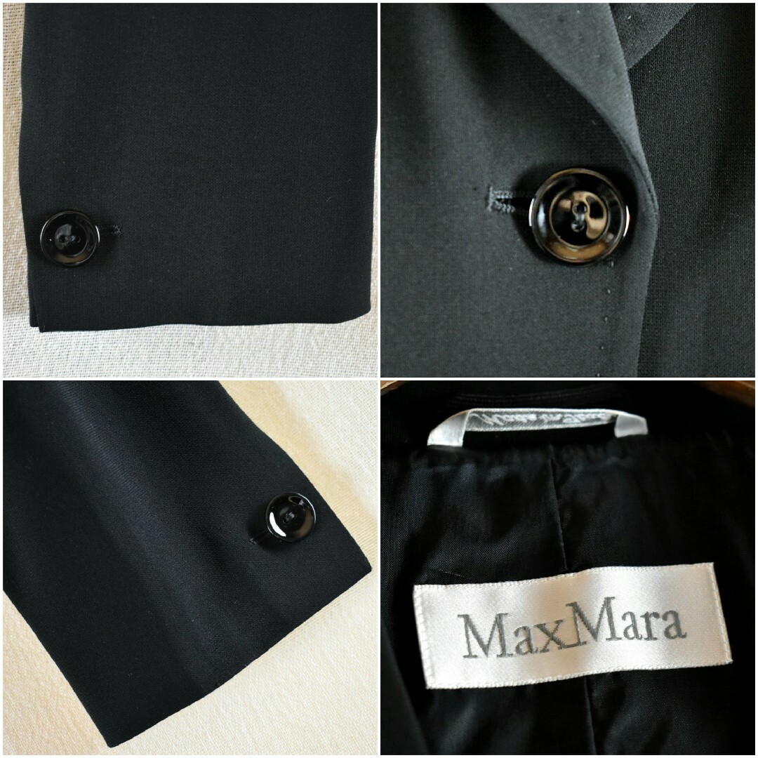 Max Mara(マックスマーラ)の美品 Max Mara マックスマーラ 白タグ 1ボタンカンカン素材 ジャケット レディースのジャケット/アウター(テーラードジャケット)の商品写真