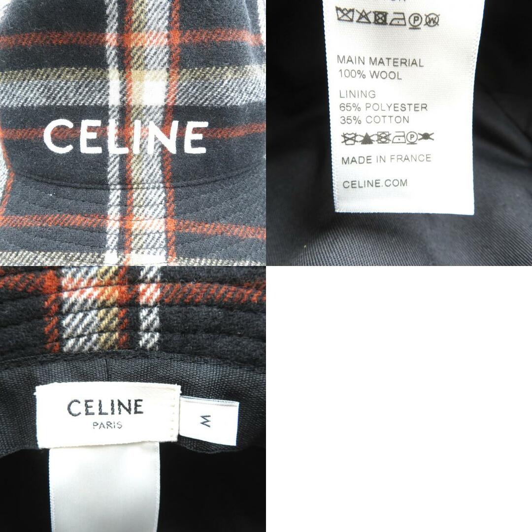 celine(セリーヌ)の未使用 セリーヌ チェックド ウールツイル ロゴ刺繍 ウール ポリエステル 綿 ブラック  レッド ホワイト バケットハット 帽子 0133【中古】CELINE レディースの帽子(その他)の商品写真