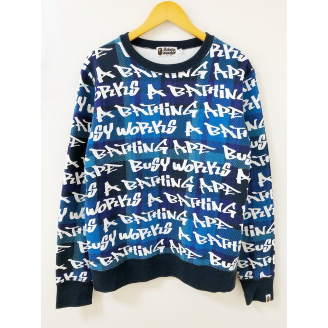 使用感の他傷や汚れのある商品CA BATHING APE（アベイシングエイプ）GRAFFITI CHECK CREWNECK　チェック　クルーネック　スウェット　トレーナー【007】