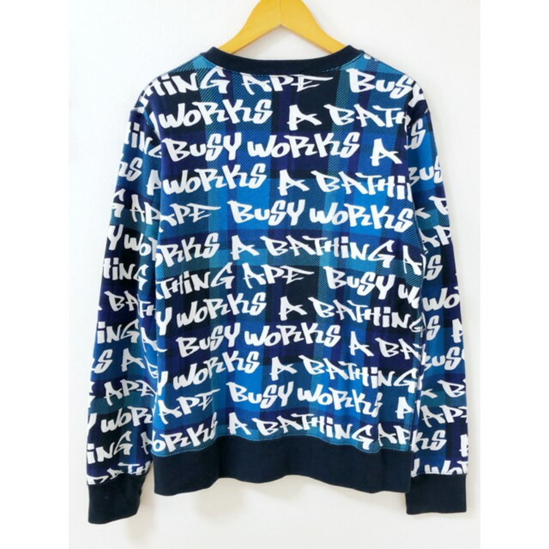 A BATHING APE（アベイシングエイプ）GRAFFITI CHECK CREWNECK　チェック　クルーネック　スウェット　 トレーナー【中古】【007】