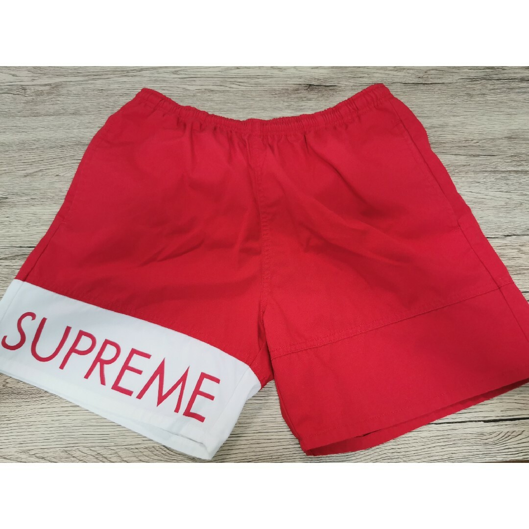 16SS Supreme Banner Water Short Red Sサイズ