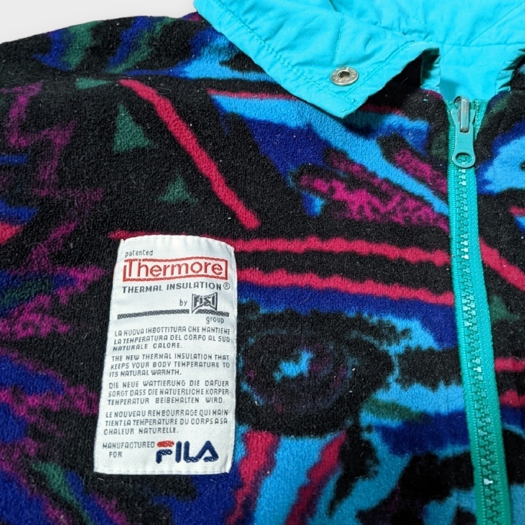 【Euro】90s FILA リバーシブル 裏地フリース ジャケット 総柄