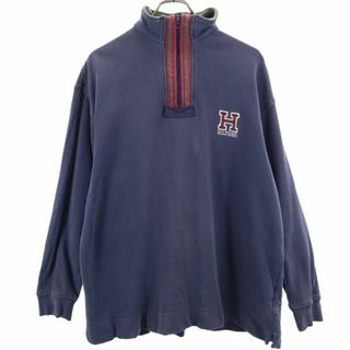 トミーヒルフィガー(TOMMY HILFIGER)のトミーヒルフィガー 90s オールド フラッグタグ ハーフジップ スウェット S ネイビー TOMMY HILFIGER 長袖 トレーナー メンズ 【中古】  【230927】(その他)