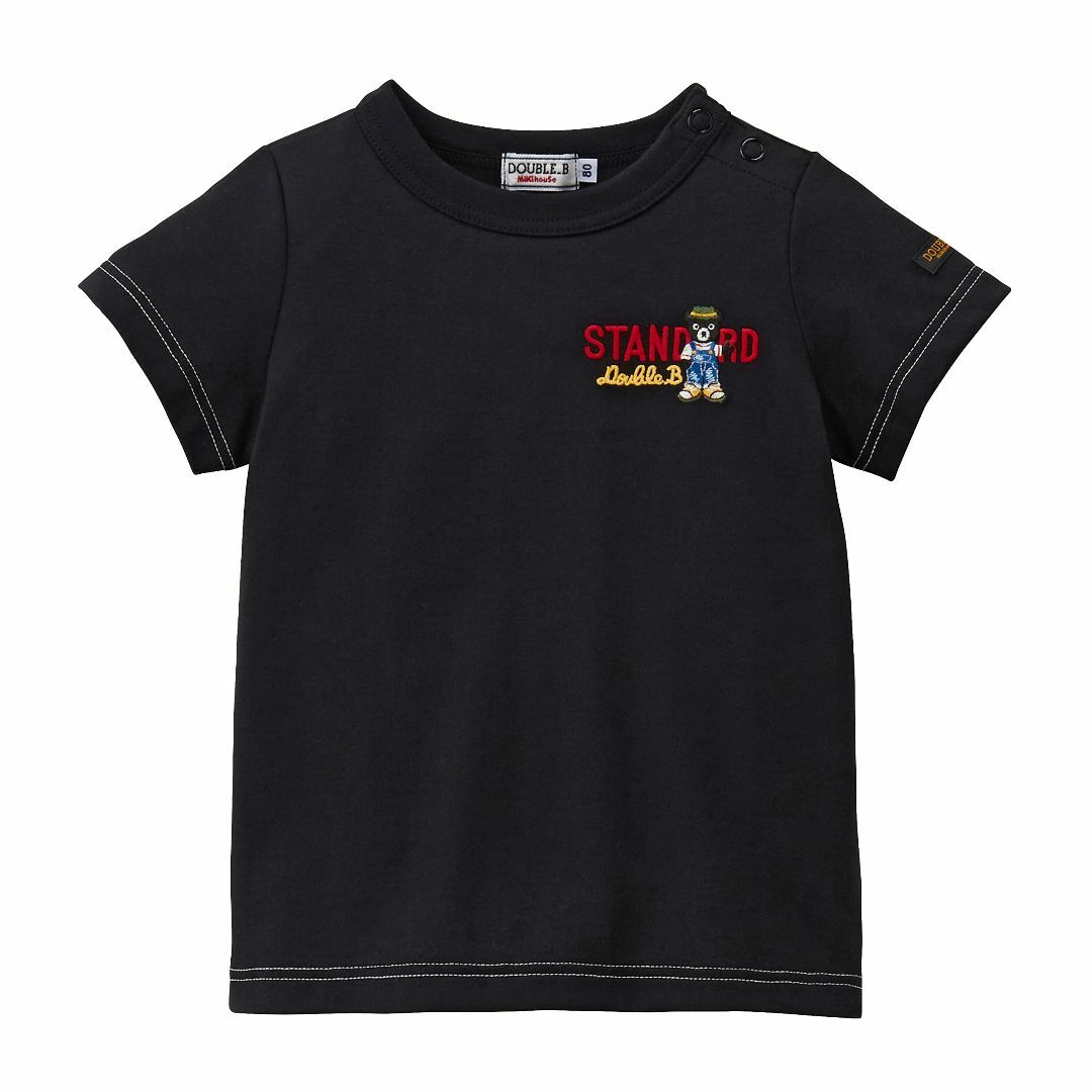 ベビー服(~85cm)【色: ブラック】【 ミキハウス ダブルビー 】 Ｔシャツ 半袖 無地 ワンポイ