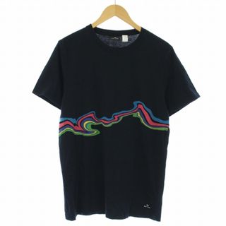 PS Paul Smith Tシャツ カットソー 半袖 プリント ライン M 黒(Tシャツ/カットソー(半袖/袖なし))