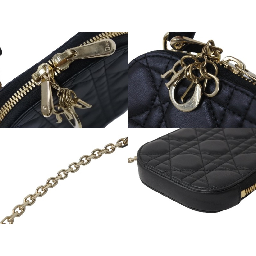 極美品 Dior ディオール LADY DIOR フォン チェーン ショルダーバッグ ハンドバッグ ブラック S0872ONMJ_M900 現行  54695