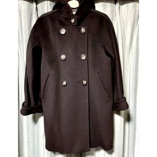 マックスマーラ(Max Mara)のMaxMara マックスマーラ コート フード ブラック 黒　白タグ　最高級(ピーコート)