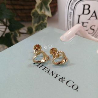 ピアスTIFFANY\u0026Co. ティファニー　 オープンハートにゴールドのコンビピアス