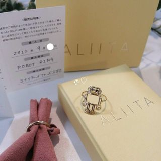 ユナイテッドアローズ(UNITED ARROWS)の新品　ALIITAアリータ　ロボットリング　12号　ゴールド　ブラックサファイア(リング(指輪))