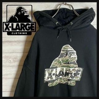 エクストララージ(XLARGE)の【迷彩柄】エクストララージ　パーカー　プルオーバー　ゴリラロゴ　黒　デカロゴ(パーカー)