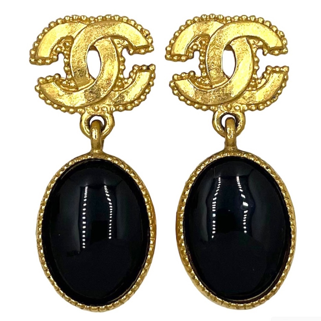 【限定価格】CHANEL シャネル イヤリング スイング ココマーク ココ アクセサリー グリポア 1996年 ヴィンテージ GP カラーストーン  96A ゴールド ブラック 黒 レディース 約28.6g 人気【中古品】 | フリマアプリ ラクマ