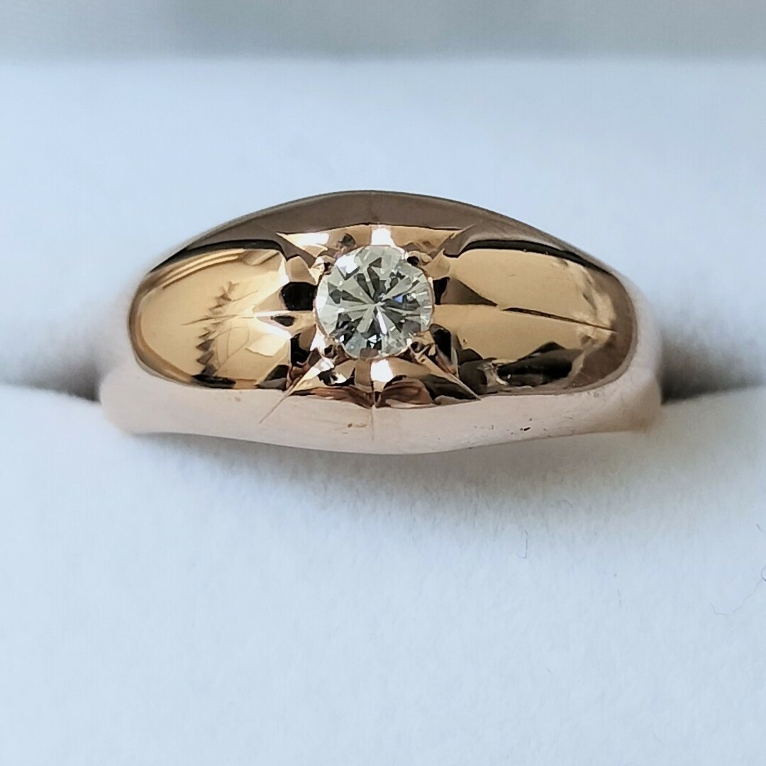 ダイヤモンド 星留め 月形甲丸 リング K18PG 0.19ct 7.0g メンズのアクセサリー(リング(指輪))の商品写真